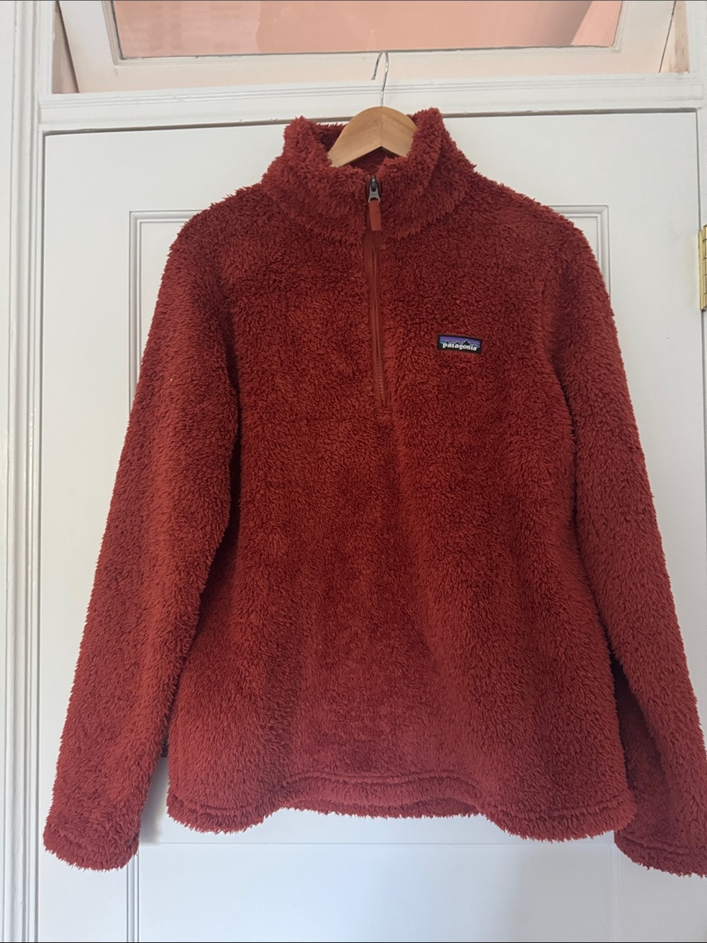 Patagonia Women's Los Gatos Burnished Red Sherpa Half-Zip Pullover Large